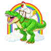 Huhn Reitender T-Rex Dinosaurier Regenbogen