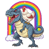 Chicken Riding T-Rex Dinosaur Rainbow