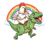 Chicken Riding T-Rex Dinosaur Rainbow