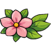 Fleur rose aux feuilles vertes