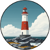 Breton lighthouse on the rocky coast