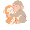 Câlins de singes s’embrassent
