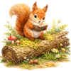 Squirrel Reading Book Illustration