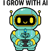 Kawaii-Roboter I Grow mit KI-Aufkleber