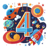 Space 4th Birthday Rocket World