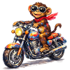 Farverig abe på motorcykel