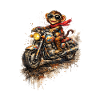 Affe auf bunter Motorradfahrt