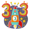 Birthday 3 Years Rocket Boy Three