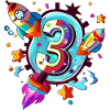 3rd Birthday Rocket Art