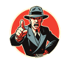 Retro-Noir-Mobster-Typ zeigt auf