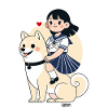 Sailor Girl et autocollant Shiba