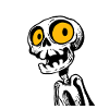 Skeleton Cartoon with Big Yellow Eyes