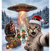 Christmas cat in UFO selfie