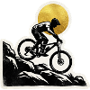 Mountain Biker Rock Garden Woodcut
