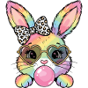 Cute rainbow bunny with sunglasses