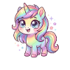 Pastellregen-Einhorn Chibi
