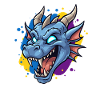 Blue Dragon Head Neon Splash