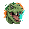 T-Rex Paint Splash Neon Print
