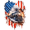 Steam Train Patriotism with US Flag