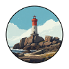 Breton lighthouse by the sea