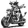 Cow Biker on Motorcycle