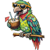 Tropical parrot with coconut inside