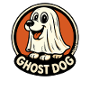 Ghost Dog Cartoon Circle Logo