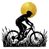 Radfahrer Bergauf Holzschnitt Stil