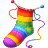 Knitted rainbow sock illustration