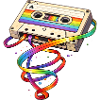 Retro Kassette mit Regenbogen Band  