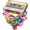 Retro Kassette mit Regenbogen Herzband