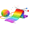 Rainbow Scarf Knitting Illustration