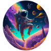 Astronaut im bunten Kosmos