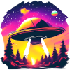 Neon-UFO über Neonwald