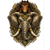 Ornamental Elephant-Horse Medallion