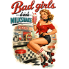 Pin-Up Bad Girls dricker milkshakes: 50-tals diner-stil