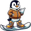 Cool Penguin Snowboarder Vintersport Vinter Vinter