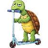 Sød Skildpadde Tegnefilm Scooter Scooter Kedelig