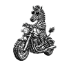 Zebra Motorrad-Rocker mit Sonnenbrille