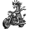 Giraffe on motorcycle with sunglasses