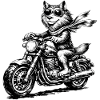 Katterytter på motorcykel med solbriller