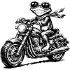 Frosch auf Motorrad Schwarzweiß