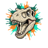 T-Rex Head with Paint Splashes