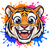 Lachender Tiger Farbklecks