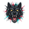 Neon Wolfhead Paint Splash