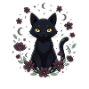 Moon Night Cat Flower Circle