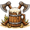 Bierfass mit Äxten Wikinger