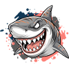 Angry Shark Graffiti Print