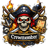 Crewmember Pirate Skull Treasure Badge