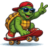 Turtle on skateboard with style